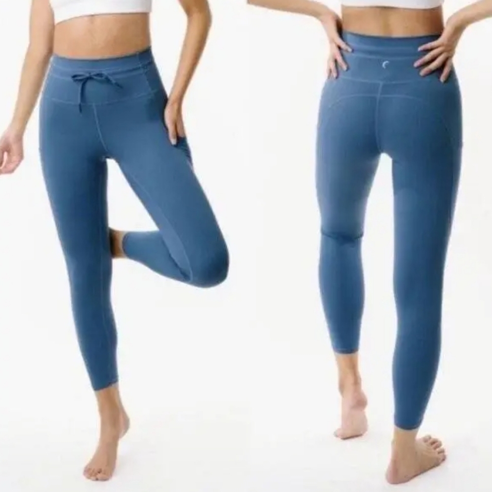 Zyia Blue Cozy Luxe Drawstring Leggings